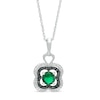Thumbnail Image 0 of 5.5mm Lab-Created Emerald and 1/15 CT. T.W. White and Black Diamond Clover Pendant in Sterling Silver