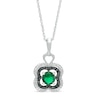 Thumbnail Image 1 of 5.5mm Lab-Created Emerald and 1/15 CT. T.W. White and Black Diamond Clover Pendant in Sterling Silver