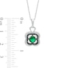 Thumbnail Image 3 of 5.5mm Lab-Created Emerald and 1/15 CT. T.W. White and Black Diamond Clover Pendant in Sterling Silver