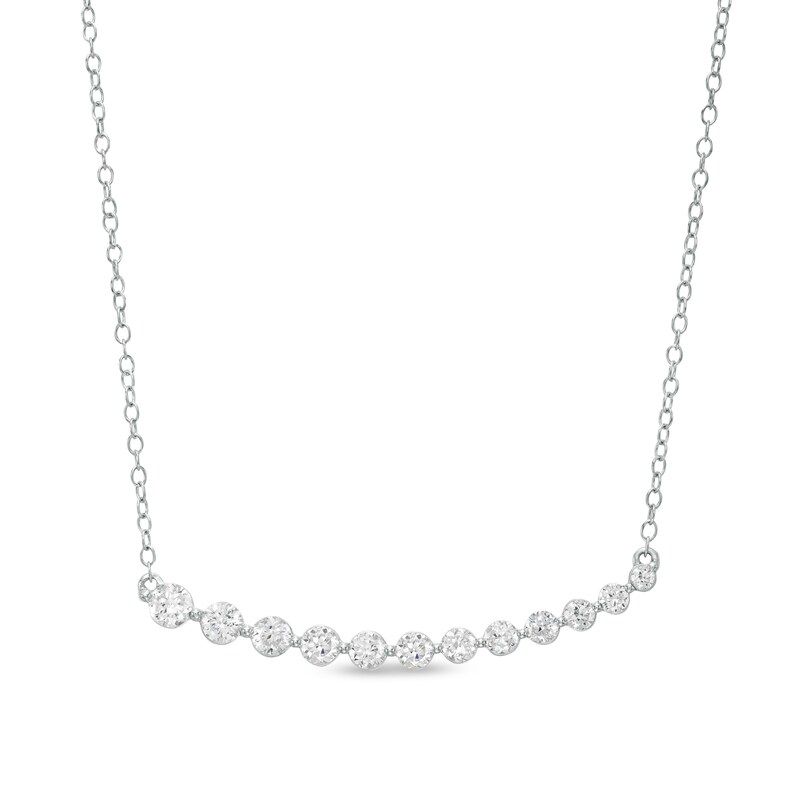 Main Image 1 of 1 CT. T.W. Graduated Diamond Curved Bar Necklace in 10K White Gold