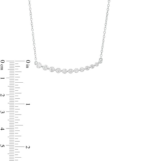 1 CT. T.w. Graduated Diamond Curved Bar Necklace in 10K White Gold