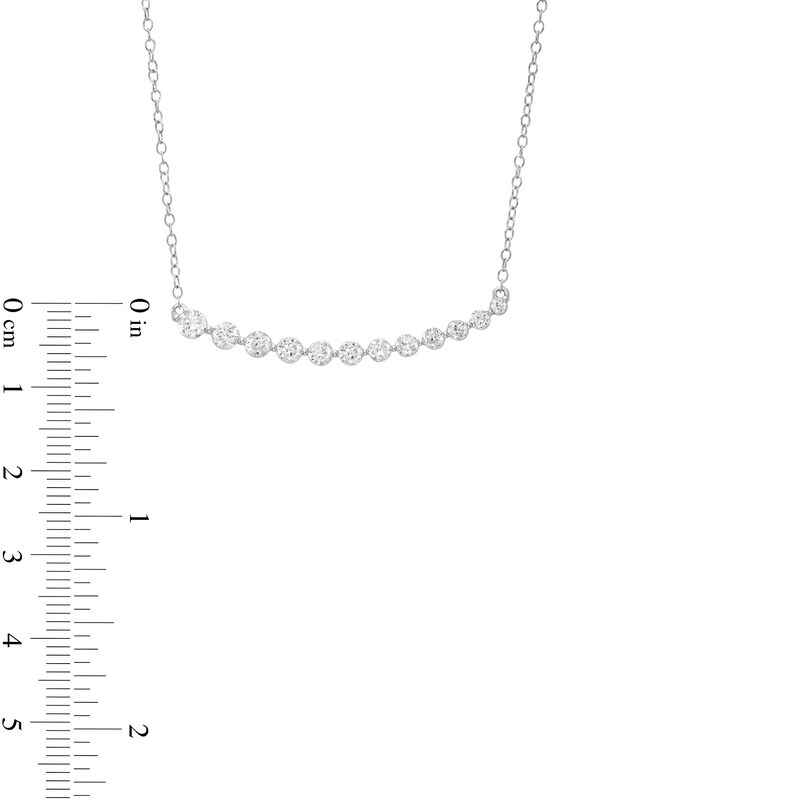 Main Image 4 of 1 CT. T.W. Graduated Diamond Curved Bar Necklace in 10K White Gold