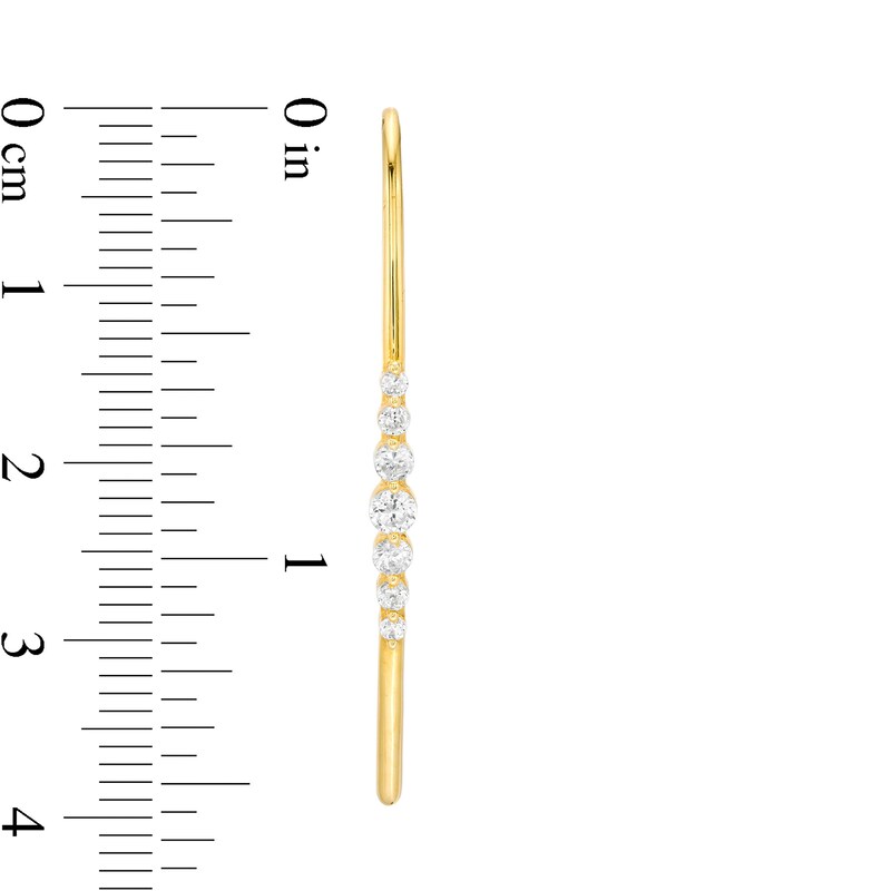 Main Image 3 of 1/2 CT. T.W. Graduated Diamond Threader Earrings in 10K Gold