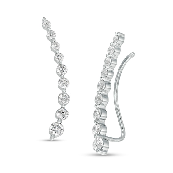 3/4 CT. T.w. Journey Diamond Crawler Earrings in 10K White Gold