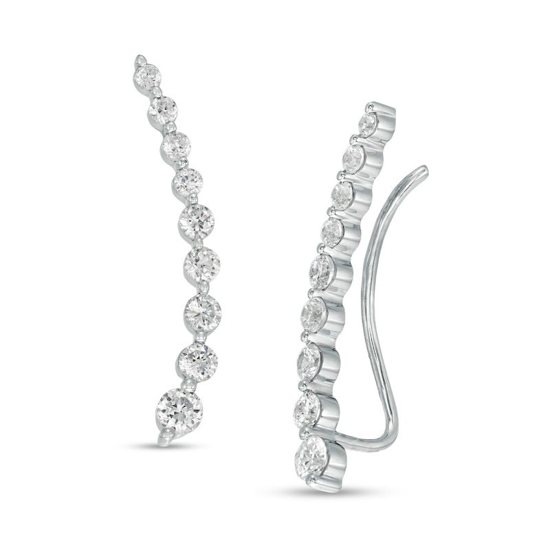 Main Image 1 of 3/4 CT. T.W. Journey Diamond Crawler Earrings in 10K White Gold