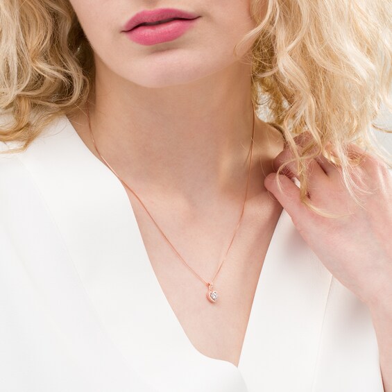 1/8 CT. T.w. Diamond Heart Pendant in 10K Rose Gold