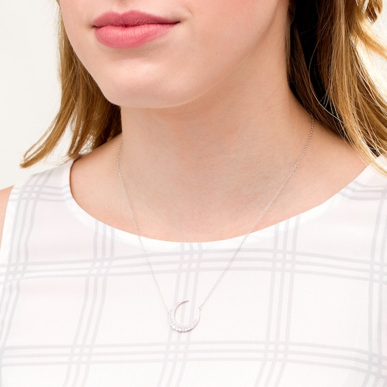 1/2 CT. T.w. Diamond Crescent Moon Necklace in 10K White Gold