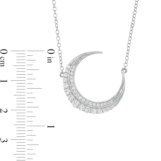 1/2 CT. T.w. Diamond Crescent Moon Necklace in 10K White Gold