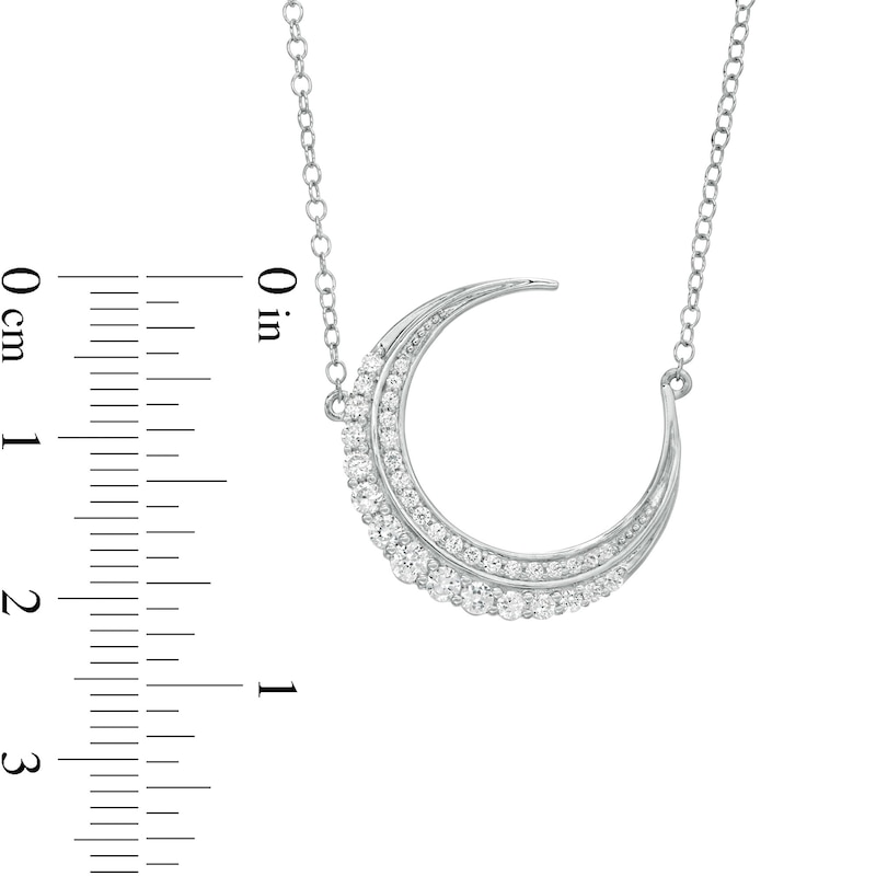 Main Image 4 of 1/2 CT. T.W. Diamond Crescent Moon Necklace in 10K White Gold