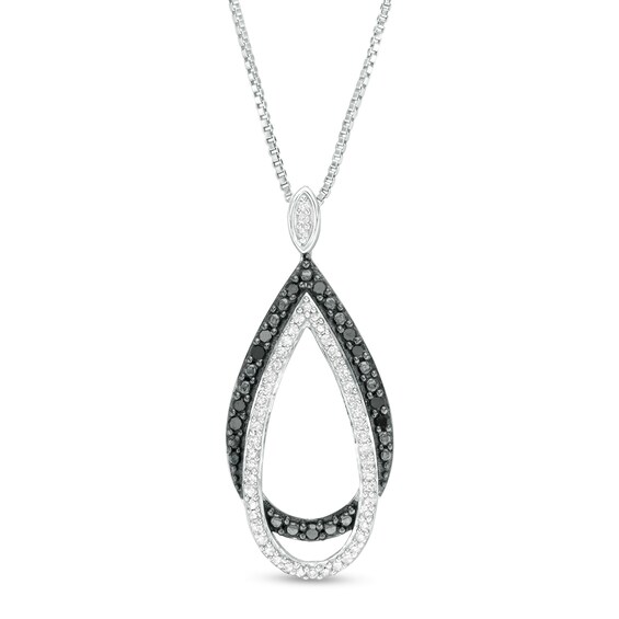 1/5 CT. T.W. Enhanced Black and White Diamond Double Teardrop Pendant in Sterling Silver 1/5 CT. T.W. Enhanced Black and White Diamond Double Teardrop Pendant in Sterling Silver