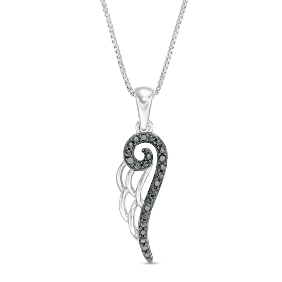 1/20 CT. T.w. Black Diamond Angel Wing Pendant in Sterling Silver