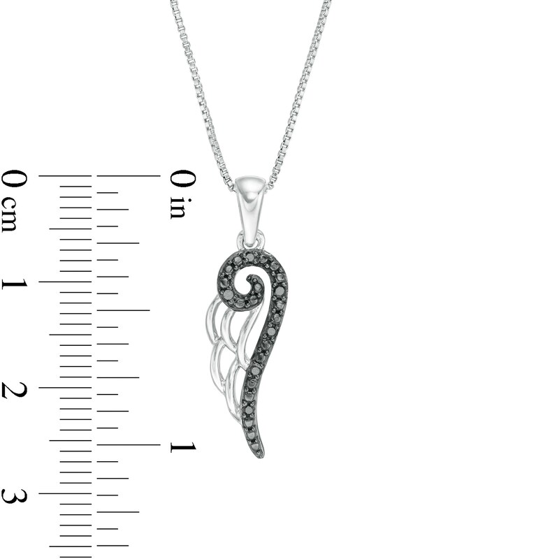 Main Image 3 of 1/20 CT. T.W. Black Diamond Angel Wing Pendant in Sterling Silver
