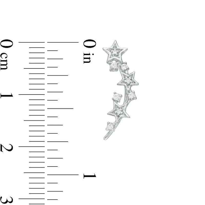 Main Image 3 of 1/10 CT. T.W. Diamond Triple Star Crawler Earrings in Sterling Silver