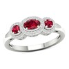 Thumbnail Image 0 of Ruby and 1/8 CT. T.W. Diamond Frame Vintage-Style Ring in 10K White Gold