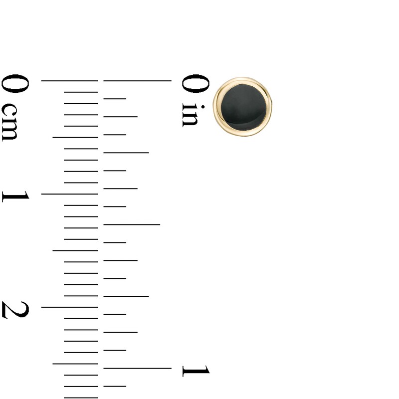 Main Image 2 of Black Enamel Disc Stud Earrings in 14K Gold