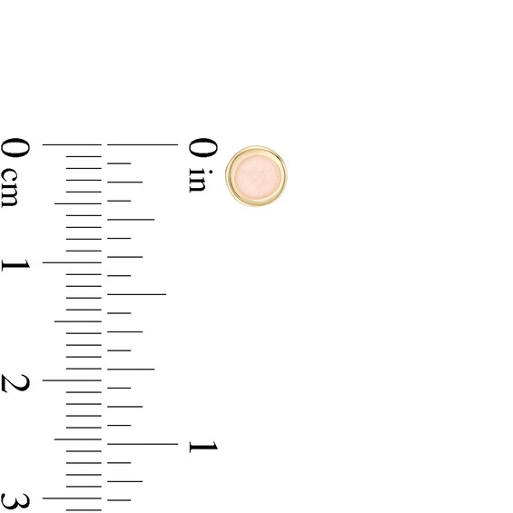 Iridescent Pink Enamel Disc Stud Earrings in 14K Gold