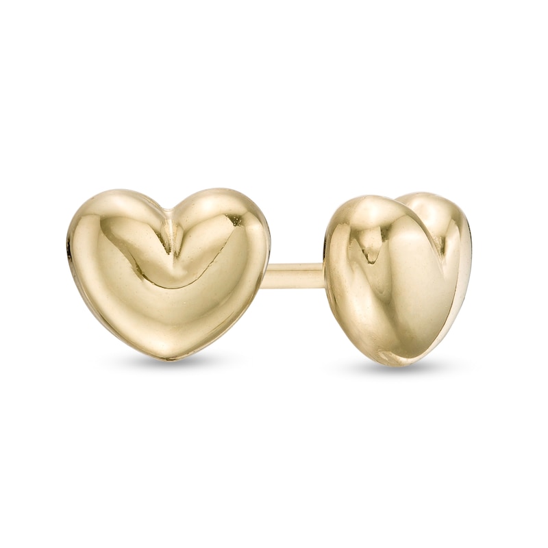 Puff Heart Stud Earrings in 14K Gold