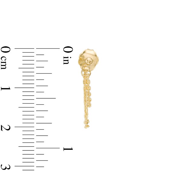 Double Cable Chain Drop Front/Back Earrings in 14K Gold