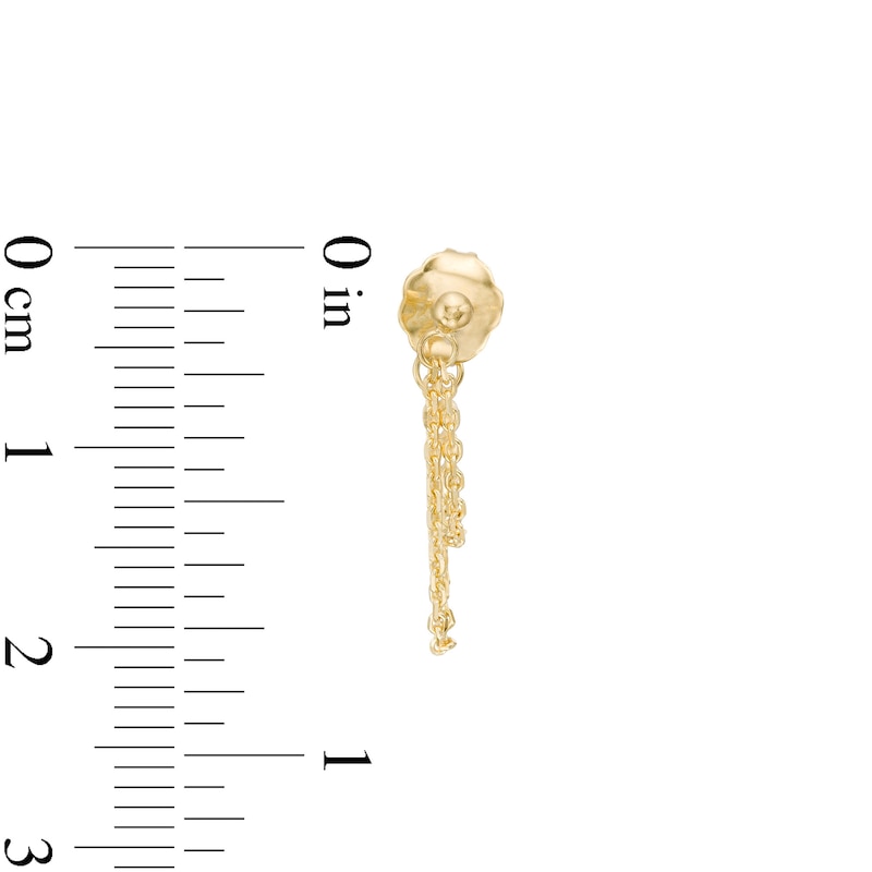 Main Image 2 of Double Cable Chain Drop Front/Back Earrings in 14K Gold