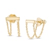 Thumbnail Image 1 of Horizontal Bar with Chain Drop Ends Front/Back Earrings in 14K Gold