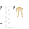 Thumbnail Image 2 of Horizontal Bar with Chain Drop Ends Front/Back Earrings in 14K Gold