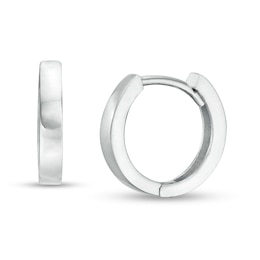 11.0mm Square Tube Huggie Hoop Earrings in 14K White Gold
