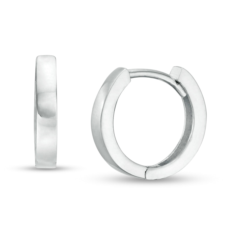 Main Image 1 of 11.0mm Square Tube Huggie Hoop Earrings in 14K White Gold