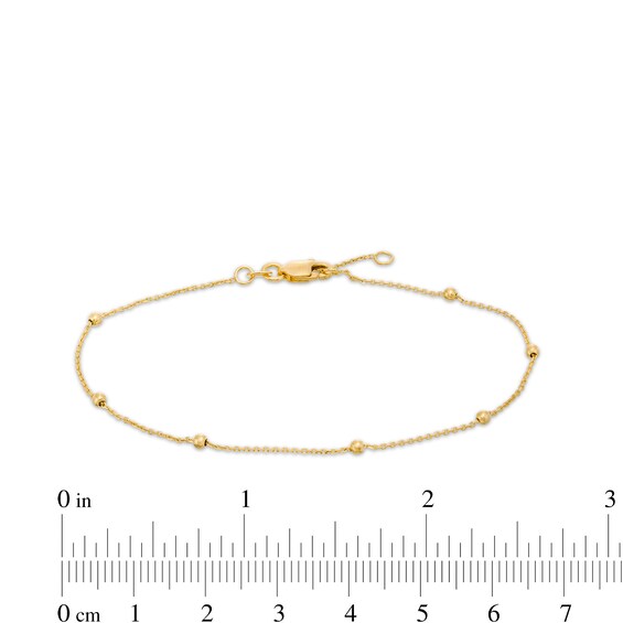 2.0mm Diamond-Cut Bead Station Bracelet in 14K Gold - 7.5"