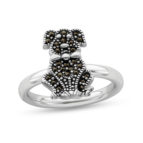 Stackable Expressions⢠Marcasite Sitting Dog Ring in Sterling Silver