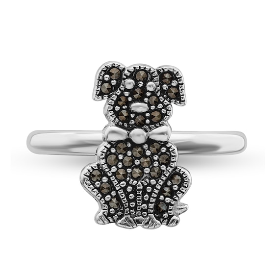 Stackable Expressionsâ¢ Marcasite Sitting Dog Ring in Sterling Silver