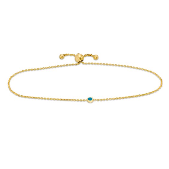 Mini Turquoise Enamel Disc Bolo Bracelet in 14K Gold - 9.5" Mini Turquoise Enamel Disc Bolo Bracelet in 14K Gold - 9.5"