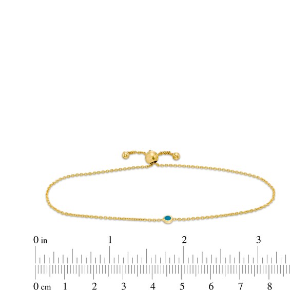 Mini Turquoise Enamel Disc Bolo Bracelet in 14K Gold - 9.5" Mini Turquoise Enamel Disc Bolo Bracelet in 14K Gold - 9.5"