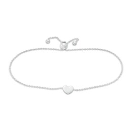 Mini Heart Bolo Bracelet in 14K White Gold - 9.5&quot;