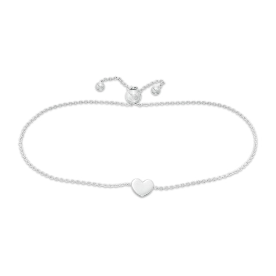 Mini Heart Bolo Bracelet in 14K White Gold - 9.5"
