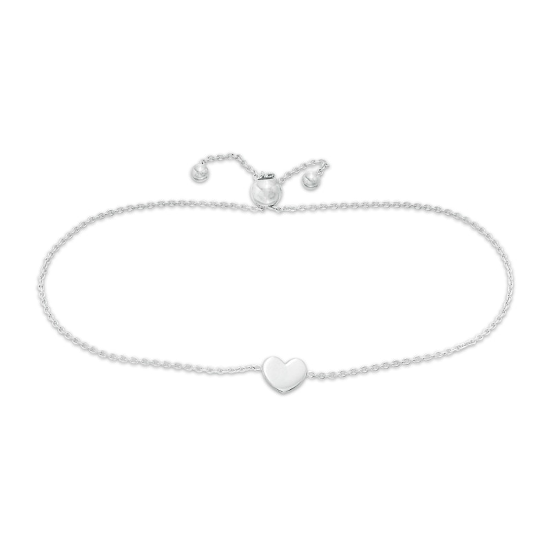 Mini Heart Bolo Bracelet in 14K White Gold - 9.5"