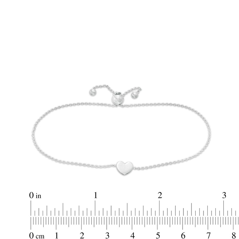 Mini Heart Bolo Bracelet in 14K White Gold - 9.5"