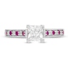 Thumbnail Image 3 of 5.0mm Princess-Cut Lab-Created White and Pink Sapphire Engravable Alternating Promise Ring in Sterling Silver (1 Line)