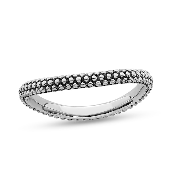 Stackable Expressions⢠2.0mm Oxidized Beaded Wave Band in Sterling Silver