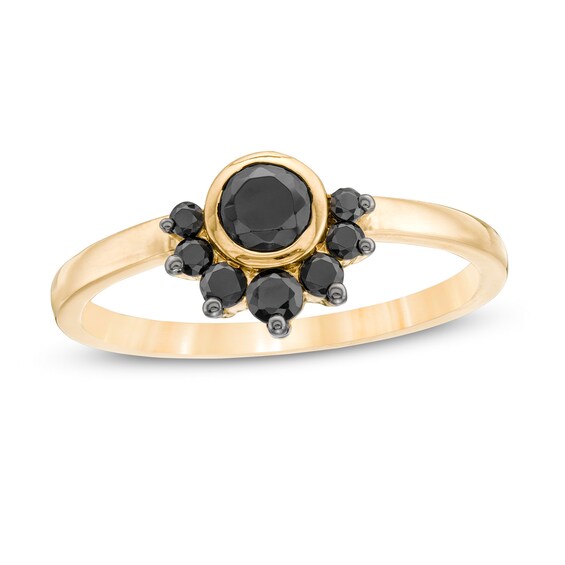 3/8 CT. T.W. Enhanced Black Diamond Tiara Ring in 10K Gold Zales