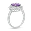 Thumbnail Image 3 of Oval Amethyst and White Topaz Starburst Frame in Sterling Silver