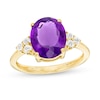 Thumbnail Image 0 of Oval Amethyst and White Topaz Tri-Sides Ring in 10K Gold