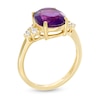 Thumbnail Image 2 of Oval Amethyst and White Topaz Tri-Sides Ring in 10K Gold