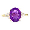 Thumbnail Image 3 of Oval Amethyst and White Topaz Tri-Sides Ring in 10K Gold