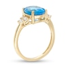 Oval Swiss Blue and White Topaz Tri-Sides Ring in 10K Gold