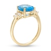 Thumbnail Image 2 of Oval Swiss Blue and White Topaz Tri-Sides Ring in 10K Gold