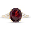 Thumbnail Image 4 of Oval Garnet and White Topaz Tri-Sides Ring in 10K Gold