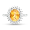 Thumbnail Image 4 of Oval Citrine and White Topaz Starburst Double Frame Ring in Sterling Silver