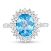 Thumbnail Image 3 of Oval Swiss Blue and White Topaz Starburst Double Frame Ring in Sterling Silver