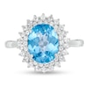 Thumbnail Image 4 of Oval Swiss Blue and White Topaz Starburst Double Frame Ring in Sterling Silver