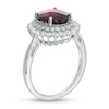 Thumbnail Image 3 of Oval Garnet and White Topaz Starburst Double Frame Ring in Sterling Silver